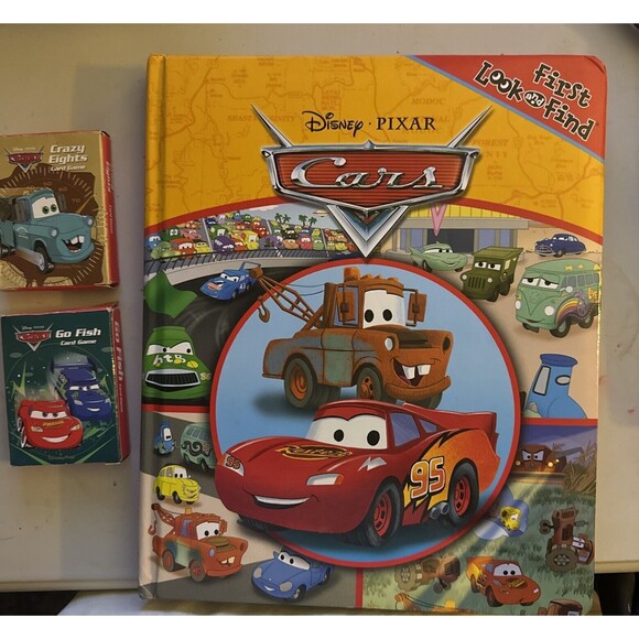 Disney Pixar Cars Book And 2 Decks Of Cars Playing Cards - Picture 1 of 3